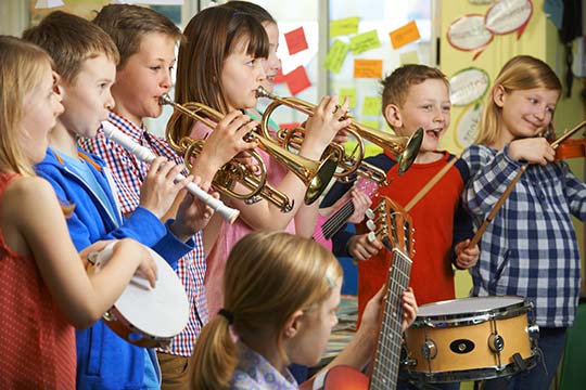 Class having a music lesson